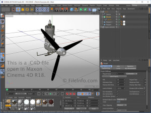 Captura de pantalla de un archivo .c4d en Maxon Cinema 4D R18