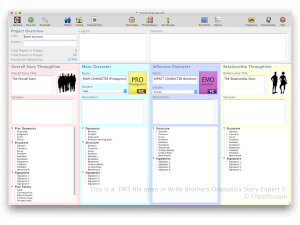 Captura de pantalla de un archivo .dr5 en Write Brothers Dramatica Story Expert 5