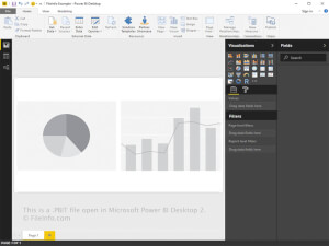 Captura de pantalla de un archivo .pbit en Microsoft Power BI Desktop 2